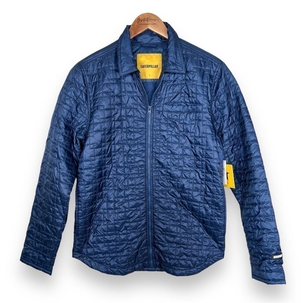 Caterpillar NWT Quilted Navy Blue Full Zip Light Jacket Overshirt M Workwear Cat